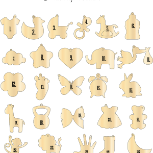 Koka vārdiņš ar krāsainu printu un piekariņiem - Image 11