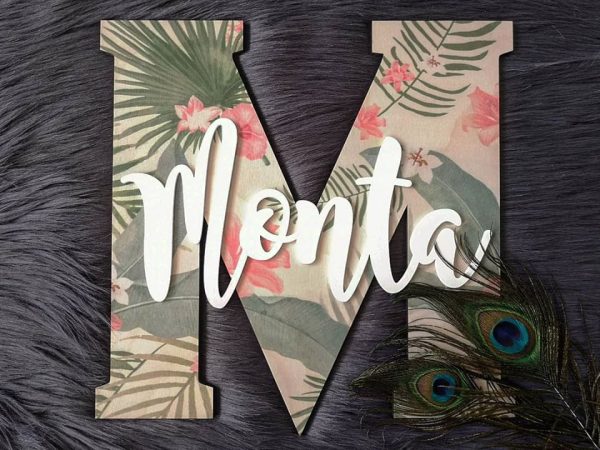 Koka vārdiņš ar krāsainu printu