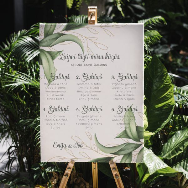 Kāzu dekors - Sēdvietu plāns uz kanvas