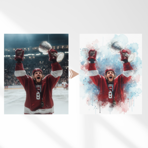 Oriģināla dāvana - Personalizēta kanva akvareļu stilā - Image 4