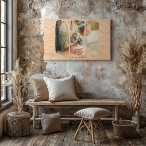 koka dekors ar uzrakstu
