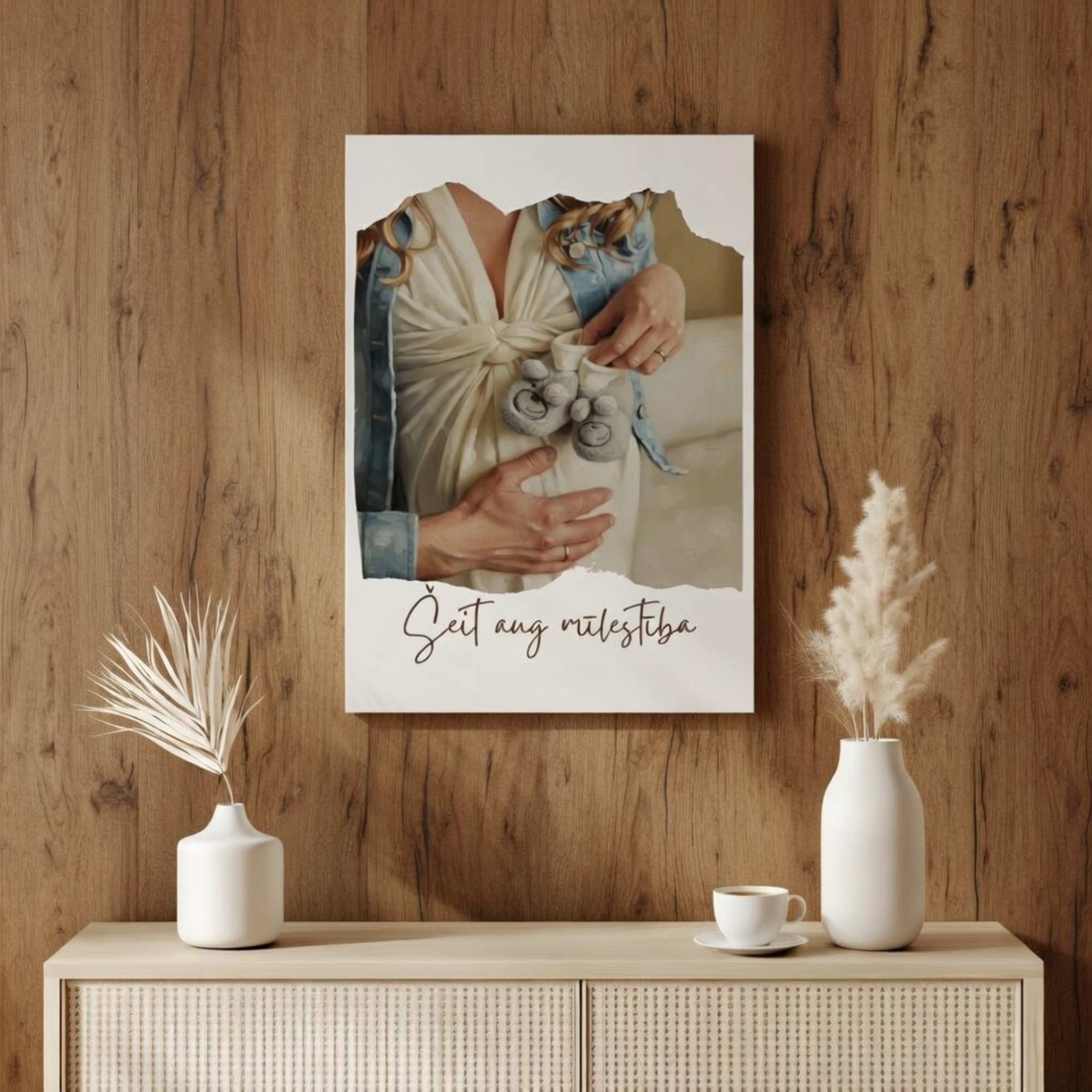 Mīļa dāvana - kanva ar uzrakstu un bildi eļļas stilā