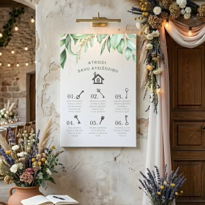 Kāzu dekors - Guļvietu plāns uz kanvas